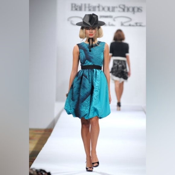 *$6,000 OSCAR DE LA RENTA EXCL EMB SILK BUBBLE HEM PICASSO RUNWAY DRESS US 6, 8 - Picture 9 of 10